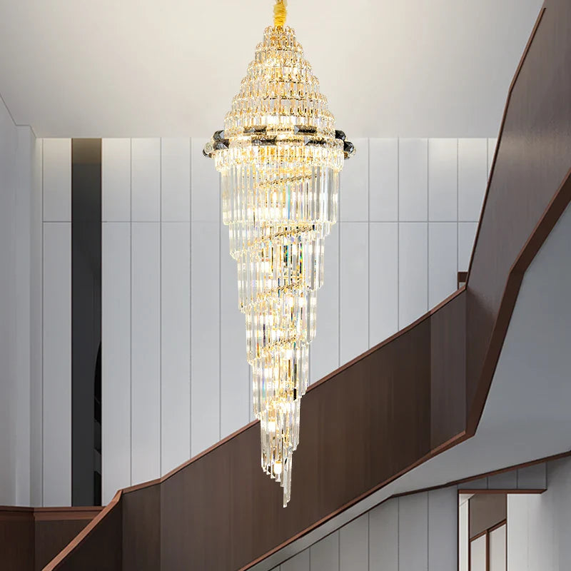 Afralia™ Modern Crystal Duplex Villa Chandelier for Luxury Living Room