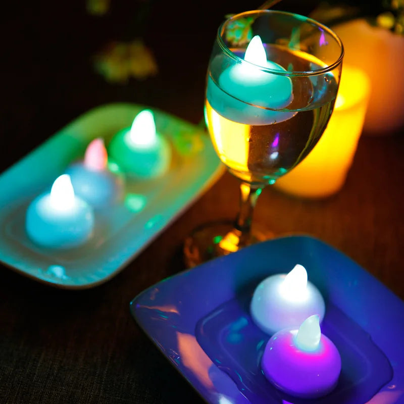 Afralia™ Floating LED Water Candles Flickering Light for Wedding Party Pool Decor