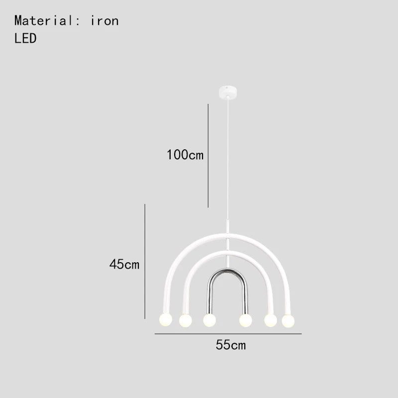 Afralia™ Rainbow LED Metal Chandelier Pendant Light for Bedroom Dining Room