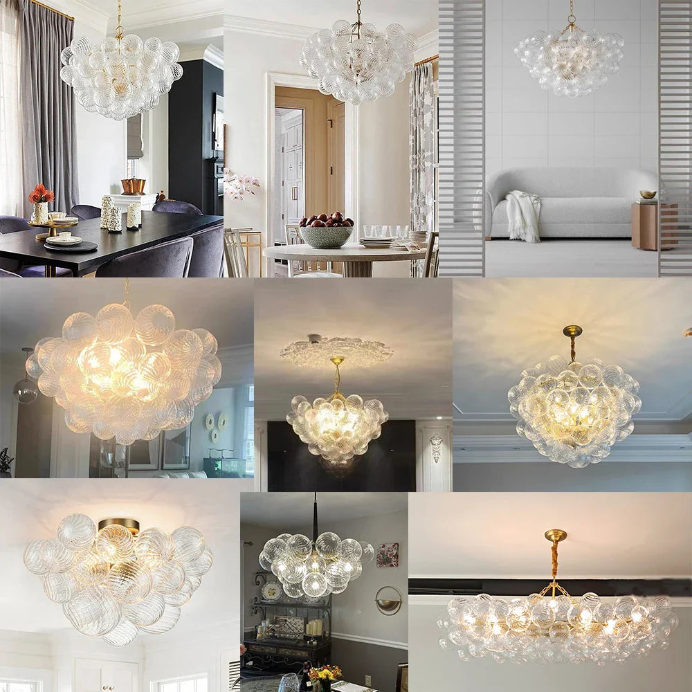 Afralia™ Nordic Bubble Ball Pendant LED Glass Kitchen Living Room Modern Lighting
