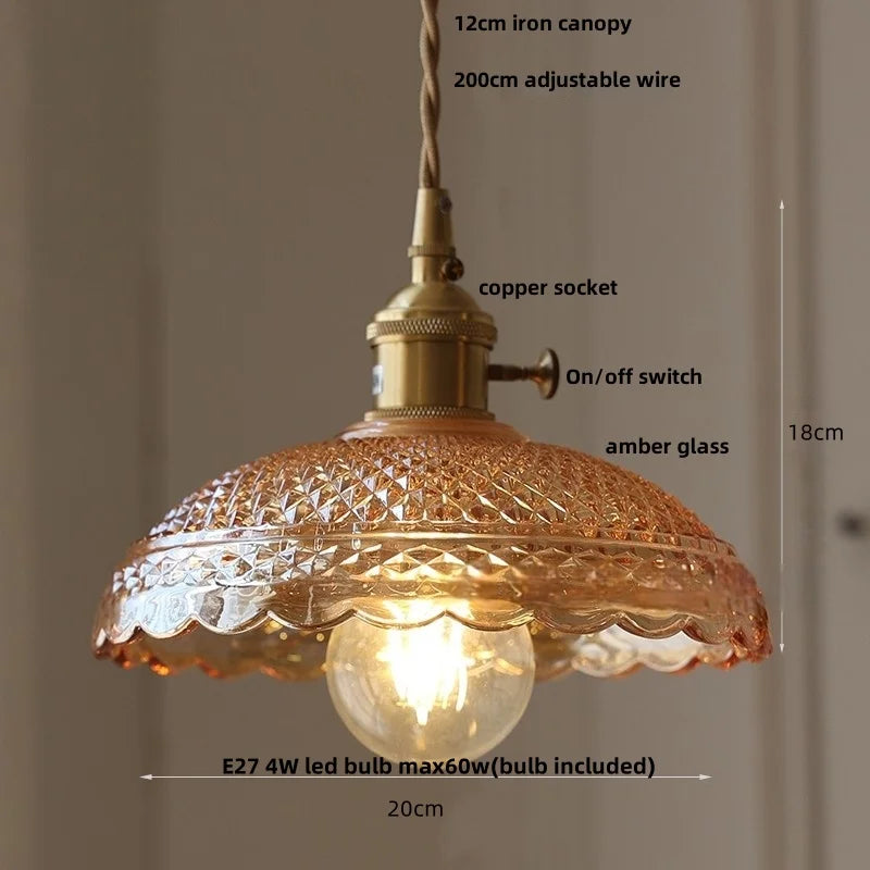 Afralia™ Nordic Flower Glass LED Pendant Lamp in Walnut Gold Copper Wood for Home Decor