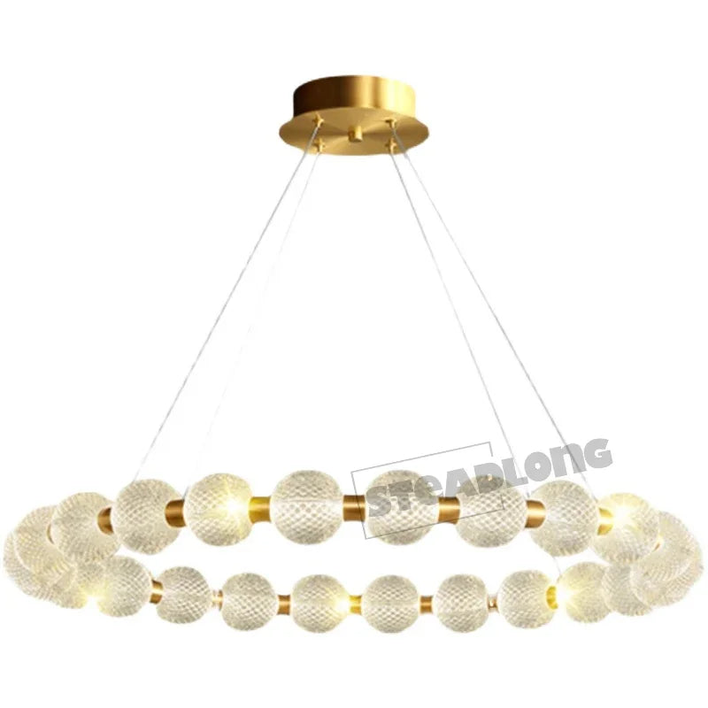 Afralia™ Glass Ball LED Ceiling Chandelier: Modern Living Room Bedroom Pendant Light