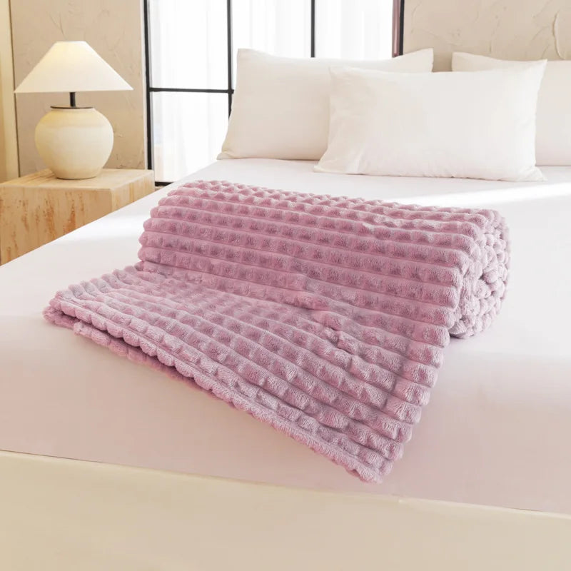 Afralia™ Nordic Flannel Checkered Blanket, Soft Queen King Size Sofa Decoration