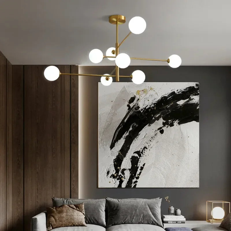 Afralia™ Modern Glass Ball LED Ceiling Chandelier for Bedroom Living Dining Room Lighting