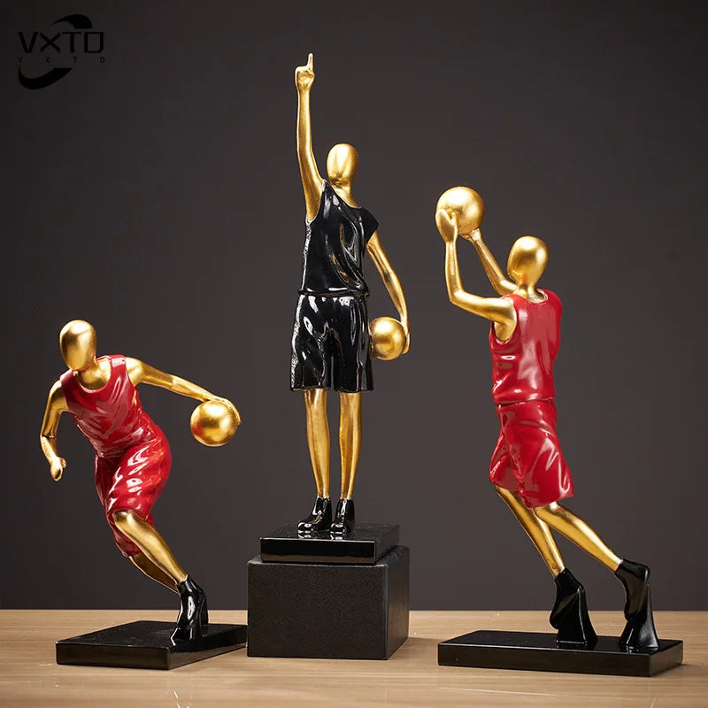 Afralia™ Resin Basketball Character Figurines, Modern Home Ornament Decor, Room Gift, Desk Accents