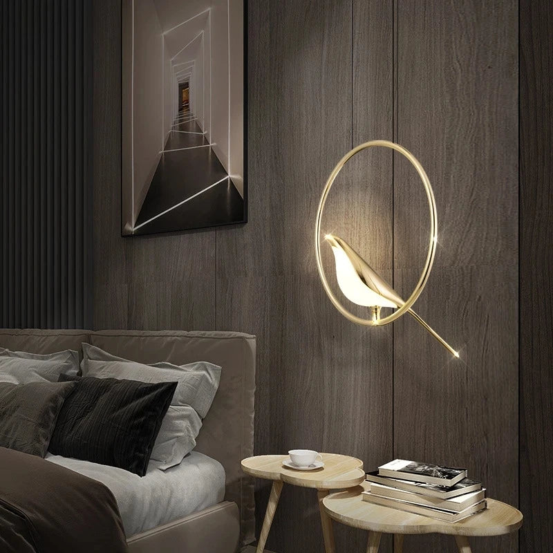 Afralia™ Magpie Bird LED Wall Lamp - Rotatable Bedroom Sconce