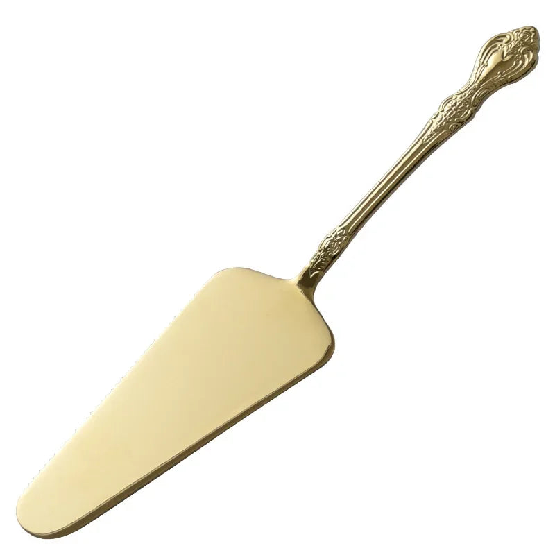Afralia™ Gold Cake Shovel Spatula: Wedding Party Baking Pastry Serve Restaurant Silverware