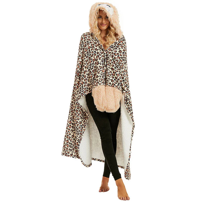 Afralia™ Cute Leopard Flannel Lap Blanket - Soft & Warm Autumn Shawl Blanket