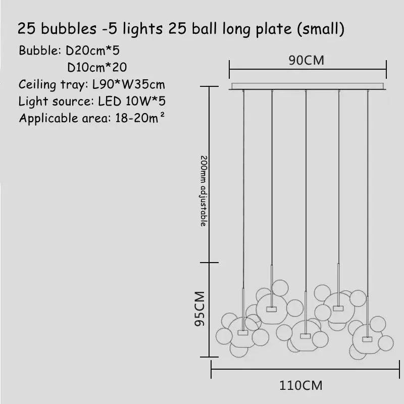 Afralia™ Art Deco Glass Bubble Chandelier: Customized for Living Room, Dining Room, Bar
