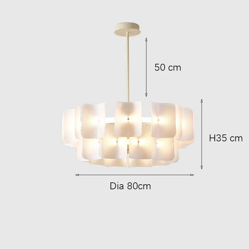 Afralia™ White Acrylic LED Large Chandelier Light for Bedroom and Living Room