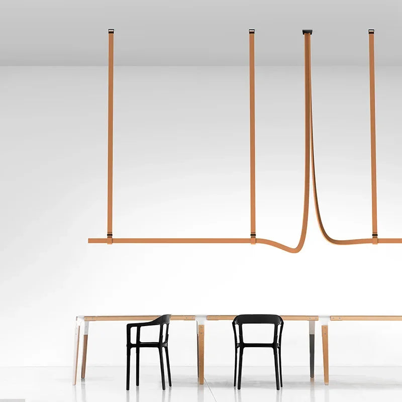 Afralia™ Leather Belt Chandelier Pendant Light for Modern Minimalist Home Decor