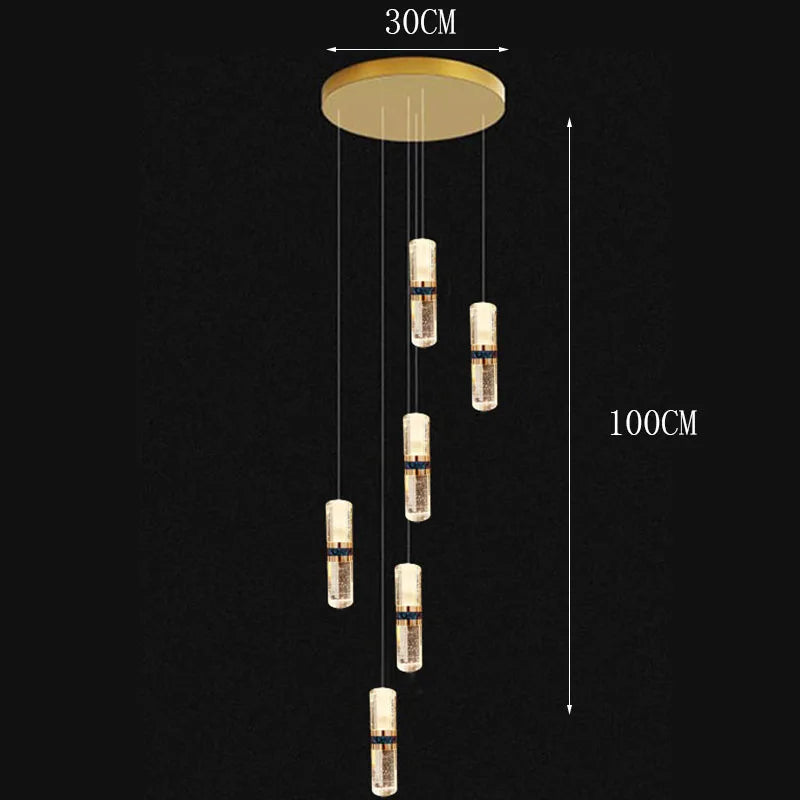 Afralia™ Modern Stair Chandelier Pendant Light LED Ceiling Lamp for Living Room