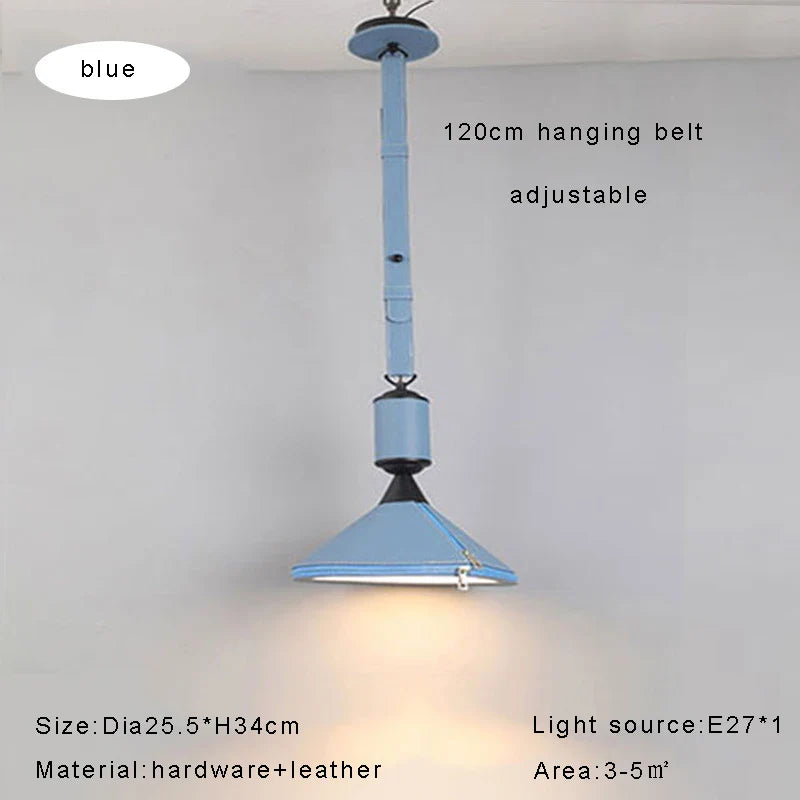 Afralia™ Modern Brown Blue Leather Pendant Light Chandelier for Home Decoration
