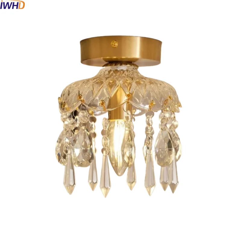 Afralia™ Nordic Luxury LED Ceiling Light Copper Glass Luminaire