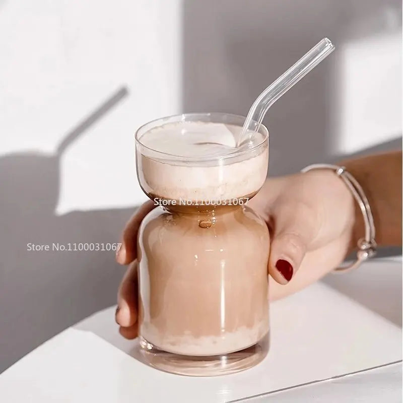 Afralia™ Transparent Saturn Glass Mug for Coffee Latte Beer Juice Summer Tumbler