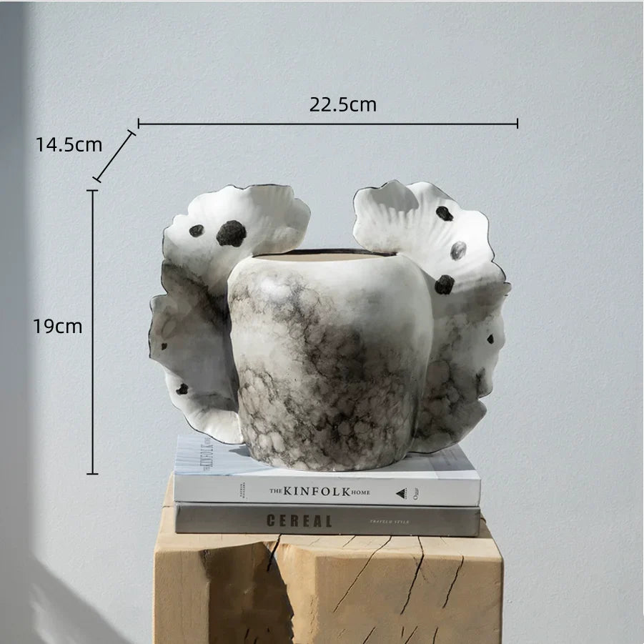 Afralia™ Wavy Wings Hand-painted Ceramic Vases: Unique Floral Decor & Home Accessory