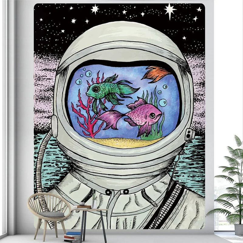 Afralia™ Futuristic Astronaut Tapestry Wall Hanging - Boho Room Decor for Hip Beach Vibe