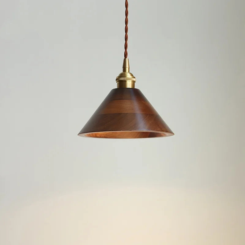 Afralia™ Walnut Wood LED Pendant Lamp 200cm Adjustable Nordic Modern Hanging Light