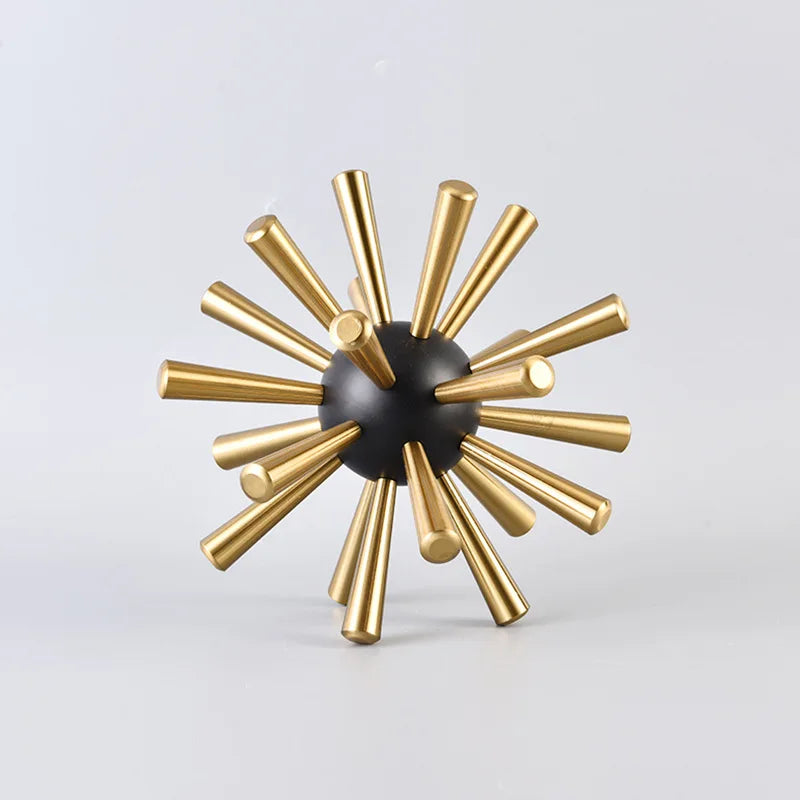 Afralia™ Sea Urchin Metal Sculpture Desk Ornament Modern Home Decor Artwork