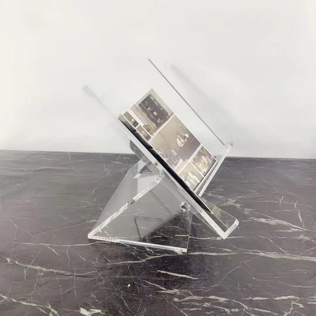 Afralia™ Acrylic Geometric Bookshelf Magazine Rack Desktop Organizer Home Decor Storage