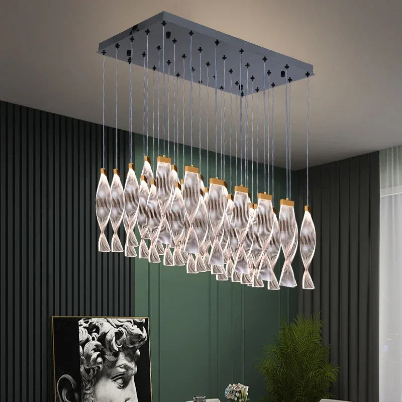 Afralia™ Luxury Acrylic LED Chandelier: Modern Staircase Hallway Villa Pendant Light