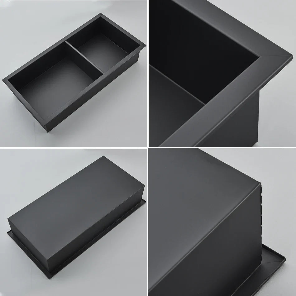 Afralia™ Stainless Steel Wall Niche, Black/Nickel Shower Embedded Shelf