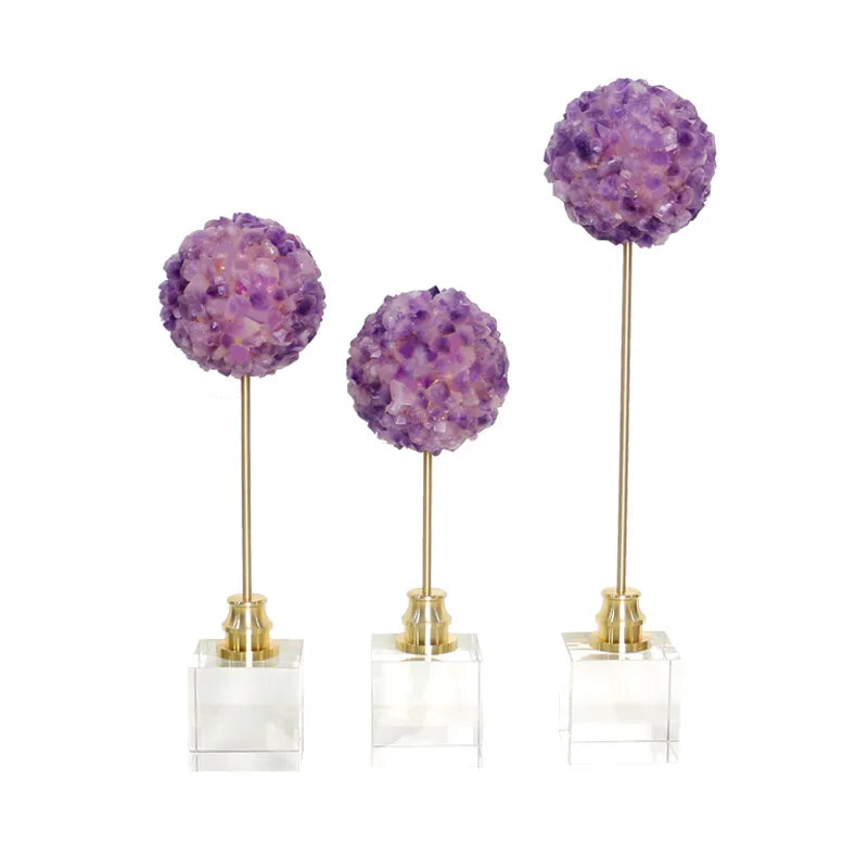 Afralia™ Amethyst Flower Metal Sculpture for Decorative Handicraft Art