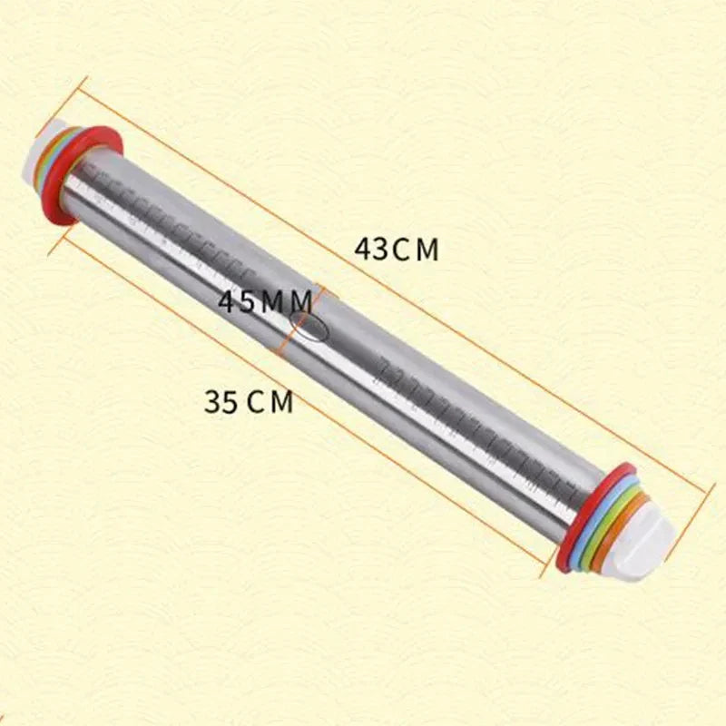 Afralia™ Stainless Steel Adjustable Rolling Pin Cake Roller Dough Bakeware