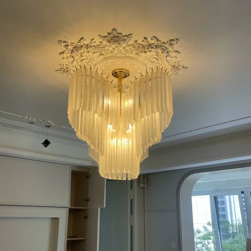 Afralia™ Glass Pendant Light with LED Lighting Chandelier for Living Room Home Decor