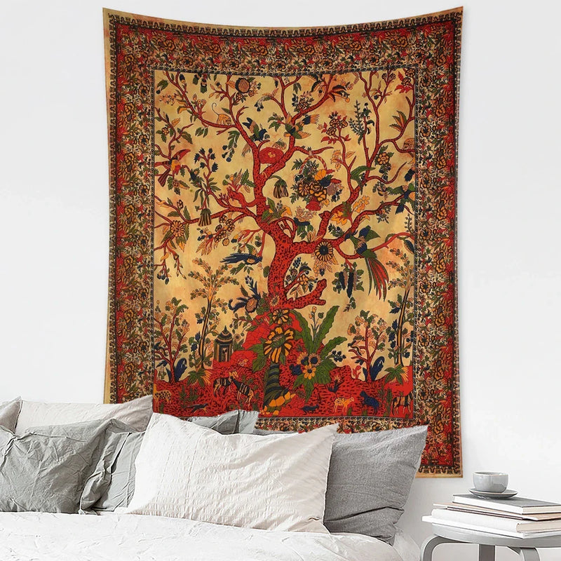 Mystical Leaf Tree Tapestry Abstract Witchcraft Wall Hanging for Aesthetic Room Decor by Afralia™