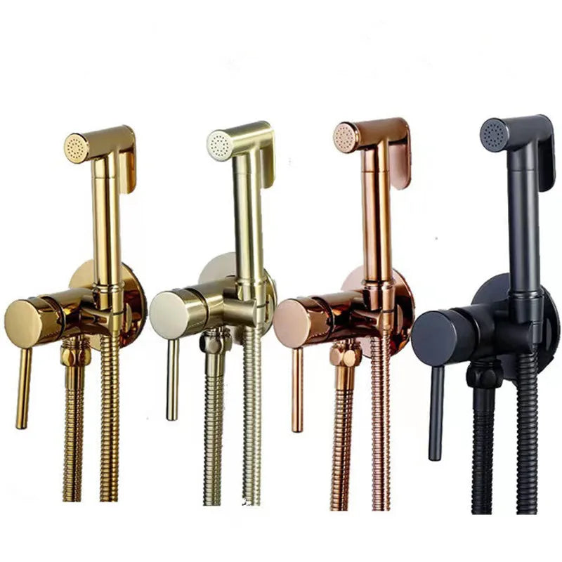 Afralia™ Brushed Gold Toilet Bidet Sprayer Set for Stylish Bathroom Upgrade