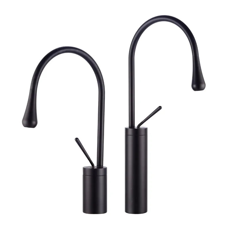 Afralia™ Antique Brass Bathroom Basin Faucet Hot Cold Black Sink Mixer Kitchen Water Crane