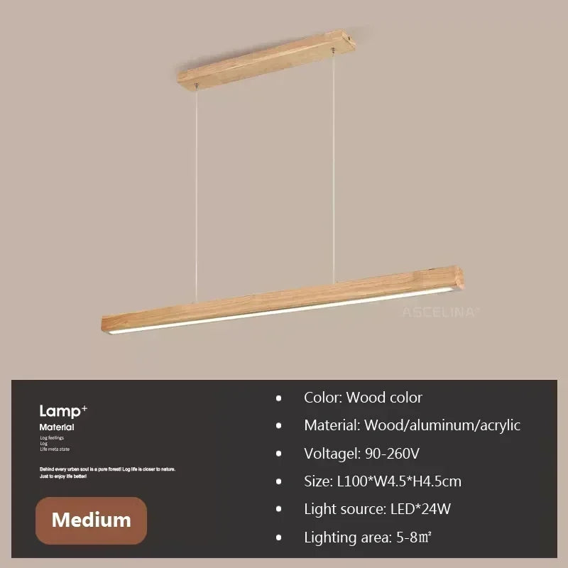 Afralia™ Wood LED Pendant Chandelier for Living Dining Room Kitchen