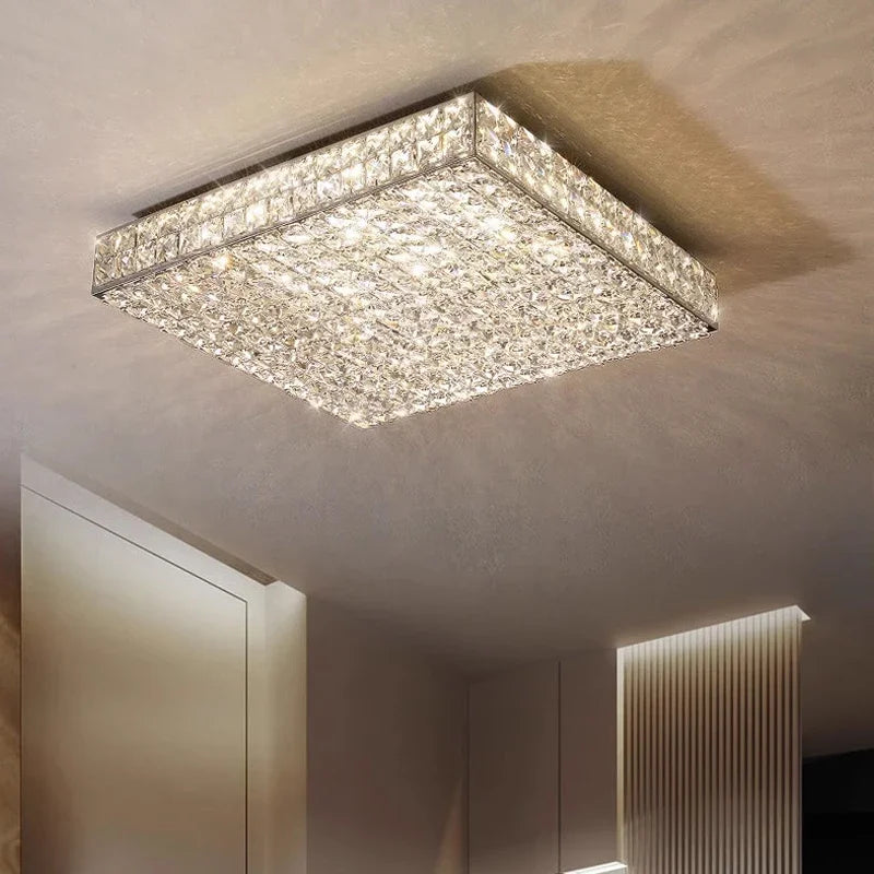 Afralia™ Crystal Led Ceiling Chandelier for Living Room Bedroom Interior Lighting