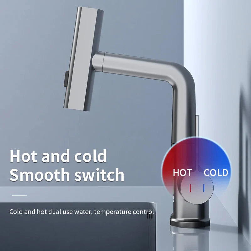 Afralia™ Digital Display Basin Faucet with Stream Sprayer, Hot Cold Water Mixer