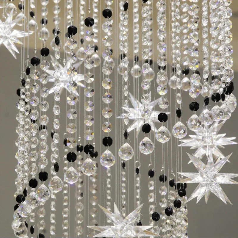 Afralia™ Crystal Star LED Chandelier for Villa Staircase & Living Room Lighting