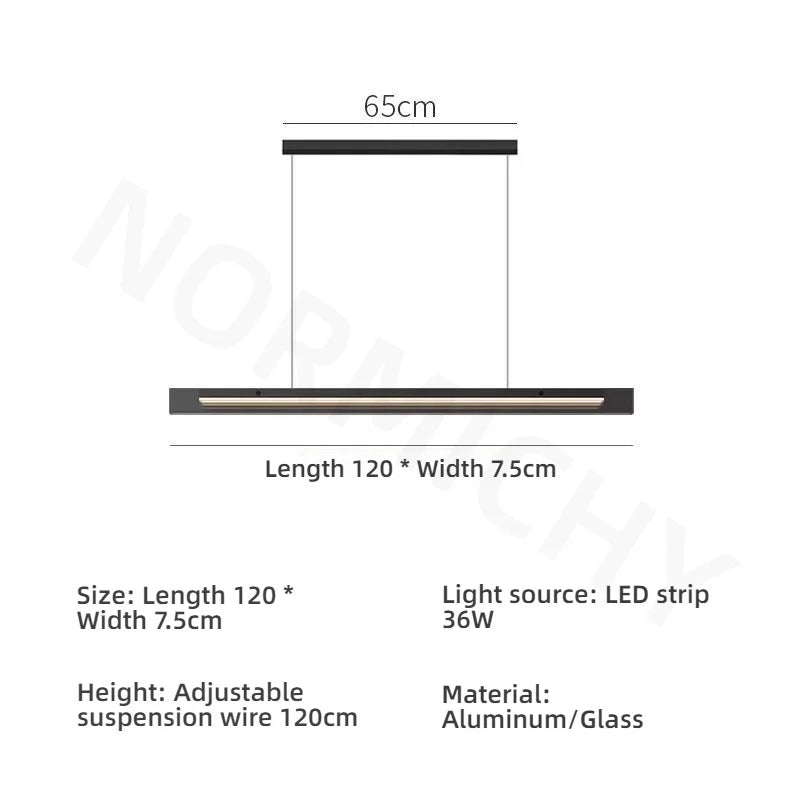 Afralia™ Glass Pendant Light Bar LED Linear Strip Modern Lighting