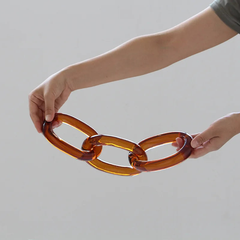 Afralia™ Glass Handcrafted Chain Buckles: Transparent, Colored, Handmade Rope Decor for Home Accessories