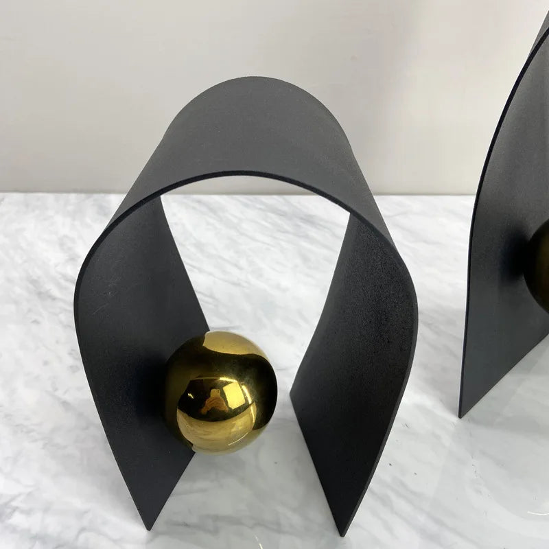 Afralia™ Golden Sphere Metal Arches Geometric Art Ornaments for Home Decor