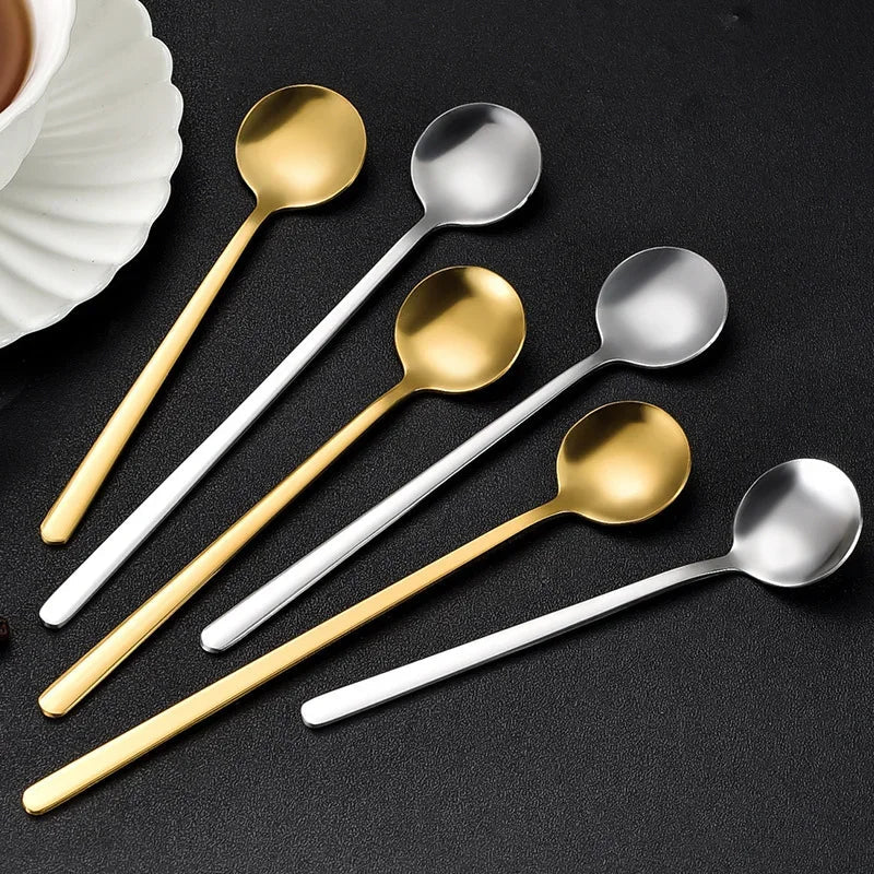 Afralia™ Stainless Steel Round Head Coffee Spoon for Honey Dessert Mixing