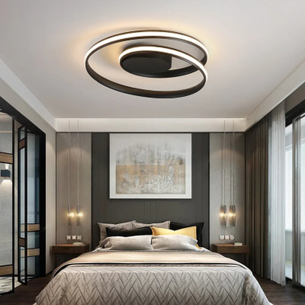 Afralia™ Modern LED Chandelier in Black & White for Living, Bedroom, Dining Room Lighting