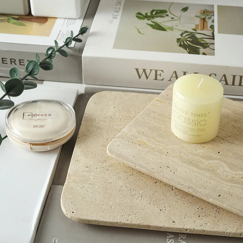 Afralia™ Marble Tray for Vanity, Dresser, Kitchen Sink- Organizer for Soap, Candle, Perfume