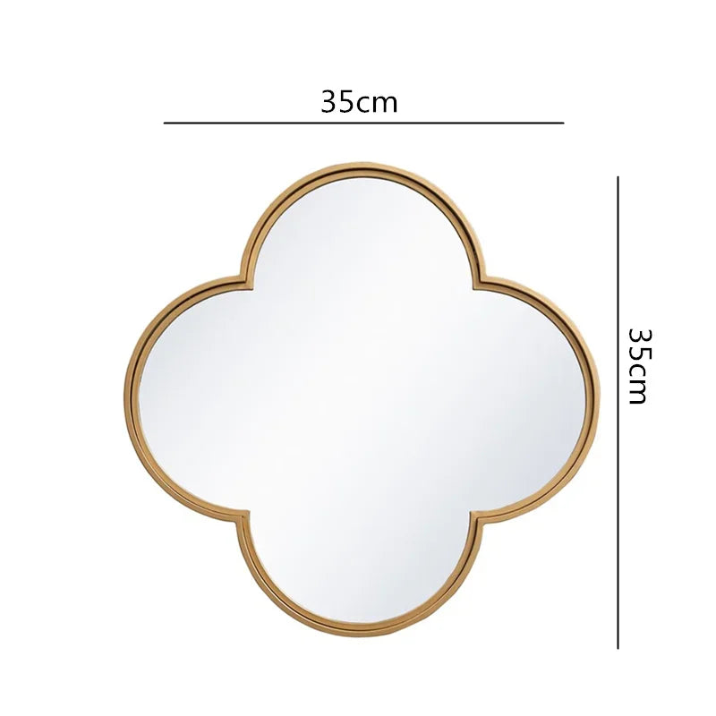 Afralia™ Golden Border Geometric Plum Flower Mirror Wall Decoration