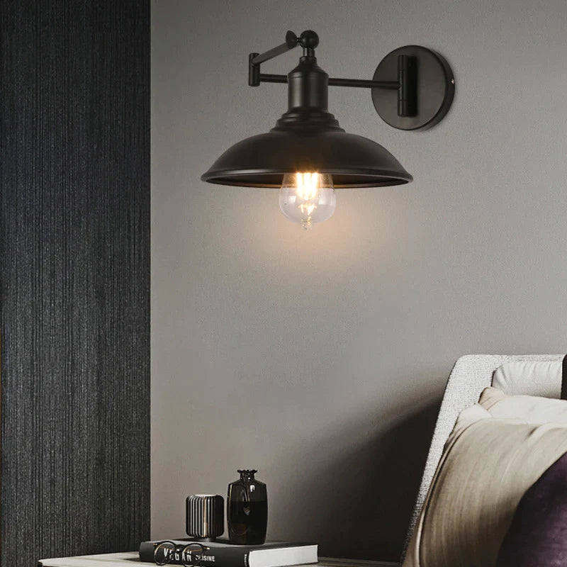 Afralia™ Vintage Folding Arm Wall Lamp for Bedroom Living Room Study Reading Light