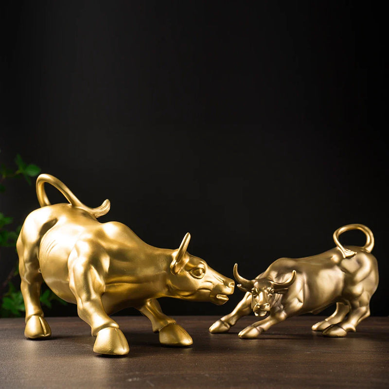 Afralia™ Bull Figurine: Resin Wall Street Cattle Statue for Feng Shui Home Decor