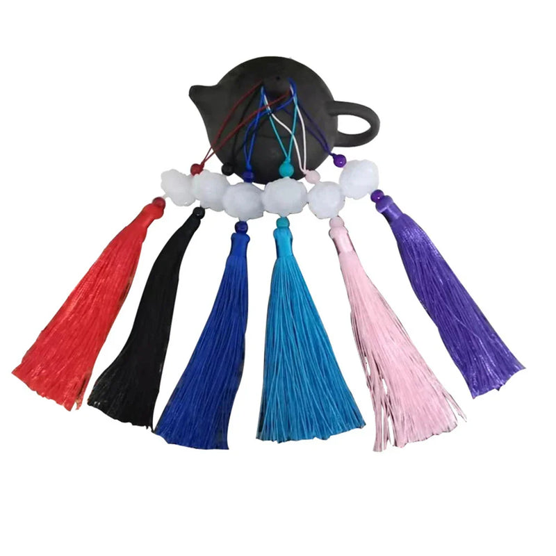 Afralia™ Colorful Brush Tassel White Jade Lotus Hanging Ears Decorative Pendant