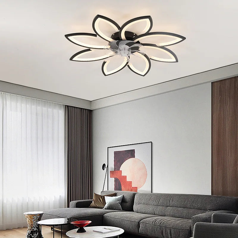 Afralia™ Modern LED Ceiling Fan Light Invisible Blade Bedroom Lighting Remote Control