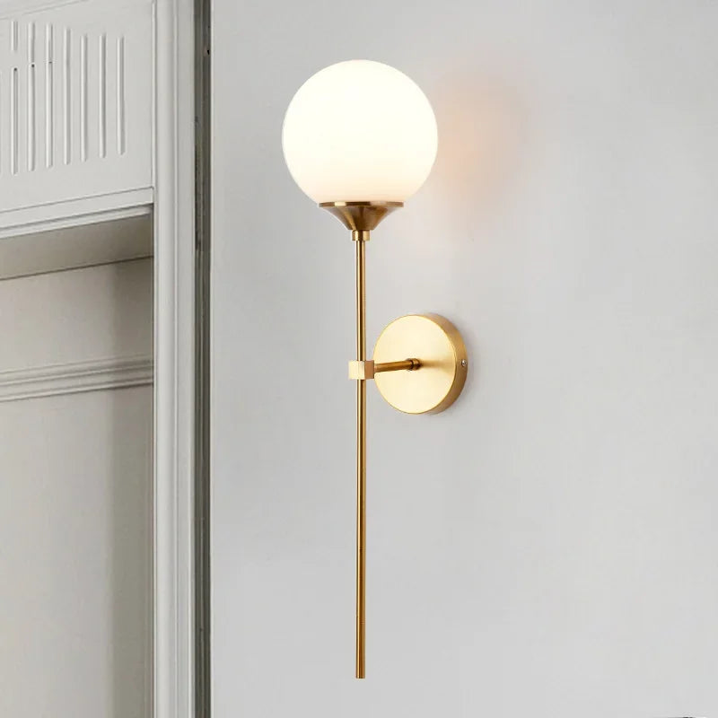 Afralia™ Golden Glass Ball Wall Lamp: Modern Nordic Style Bedside & Living Room Lighting