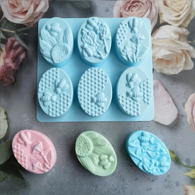 Afralia™ Bee Silicone Soap Mold: 6 Styles for Handmade Treats & Baking