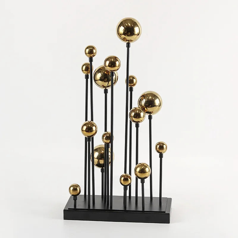 Afralia™ Geometric Golden Ball Ornaments - Abstract Metal Decorations